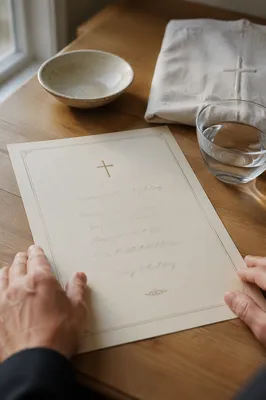 Certificate and Water Bowl with Cross