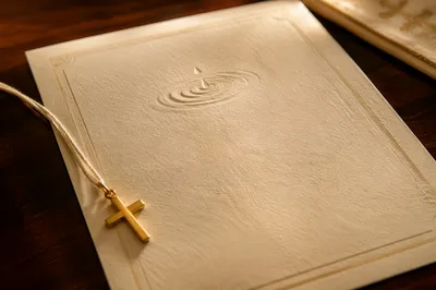 Baptism Certificate with Gold Cross Pendant