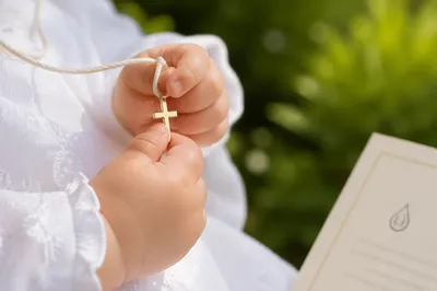 Infant Baptism Cross and Certificate Detail