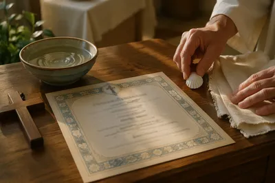 Baptism Certificate with Cross and Water
