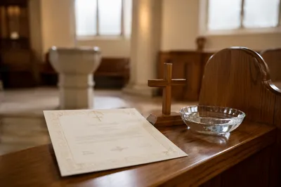 Baptism Certificate with Cross and Water