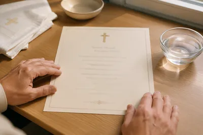 Certificate with Cross and Bowl of Water