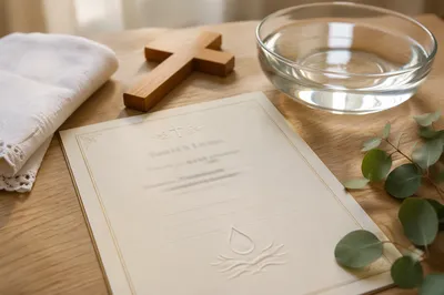 Baptism Certificate with Cross and Water