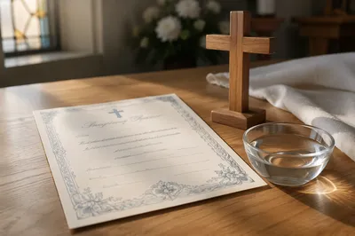 Baptism Certificate with Cross and Water
