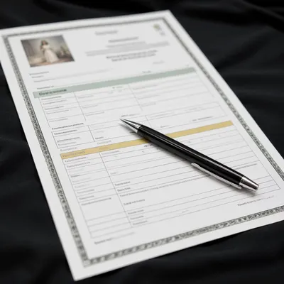 Baptism Certificate with Pen on Black Cloth