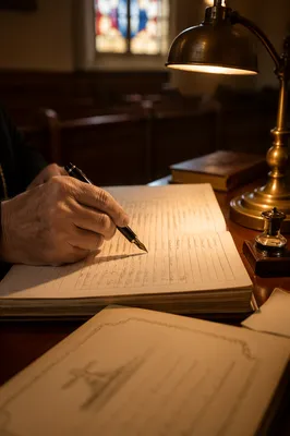 Baptism Record Entry in Church Office