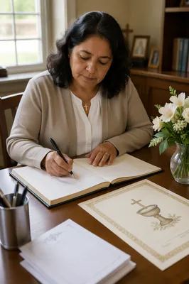 Church Administrator Completing Baptism Certificate Record