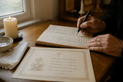 Baptism Certificate Entered in Church Ledger