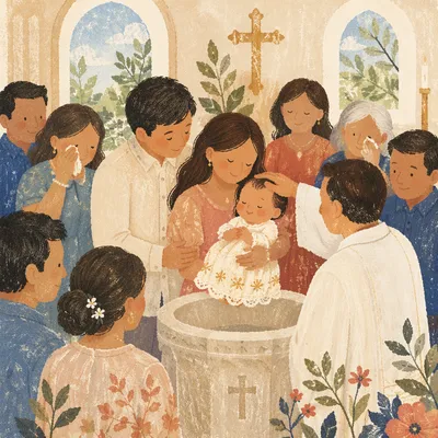 Joyful Family Baptism in Modest Church