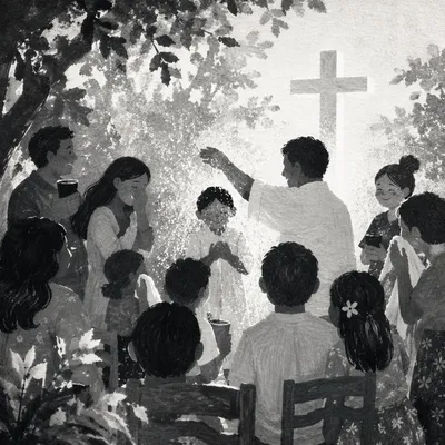 Joyful Outdoor Baptism Family Gathering