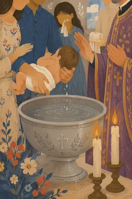Joyful Family Baptism in Candlelit Church