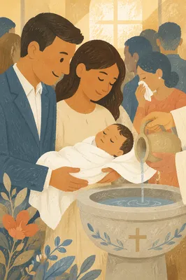Tender Family Baptism Celebration in Warm Light
