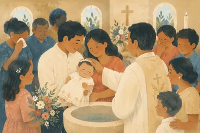 Joyful Family Baptism in Modest Church