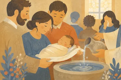 Tender Baptism Family Celebration in Warm Light