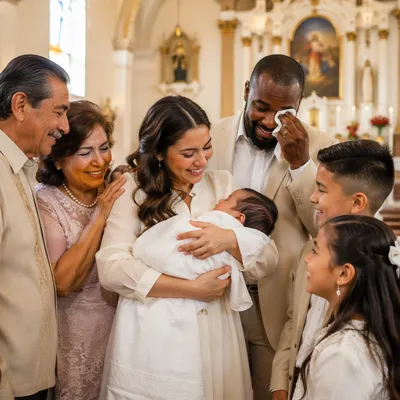 Joyful Family Baptism Celebration in Church