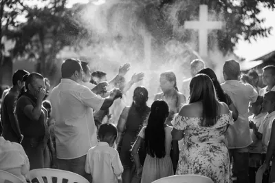 Outdoor Baptism Family Celebration in Joyful Tears