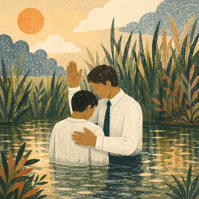 Peaceful Outdoor River Baptism Ceremony