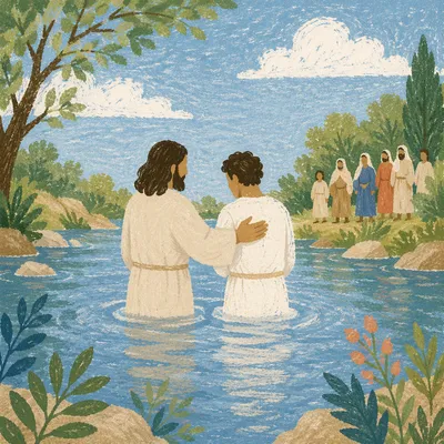 Peaceful Outdoor River Baptism Ceremony