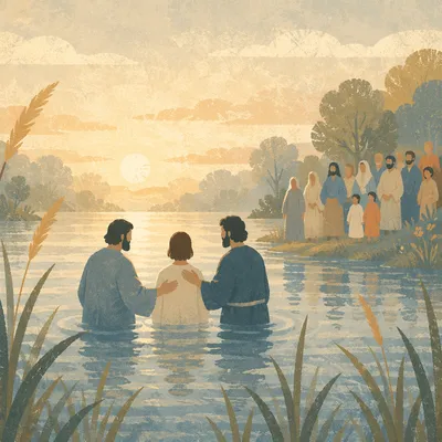 Peaceful Sunrise River Baptism Ceremony
