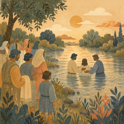 Peaceful Outdoor River Baptism at Golden Hour