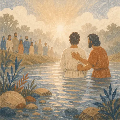 Outdoor River Baptism at Autumn Sunrise