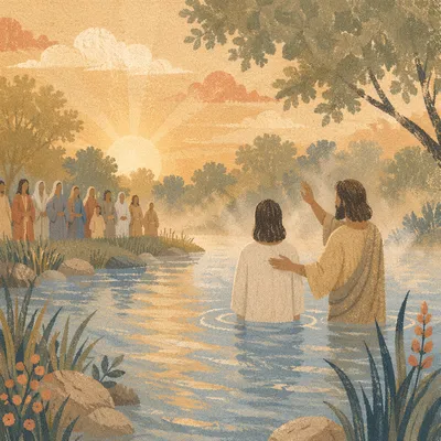 Peaceful Sunrise River Baptism Ceremony