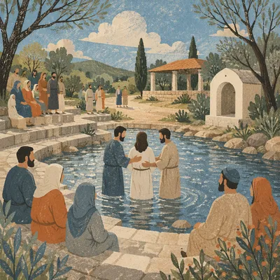 Outdoor River Baptism in Rural Park