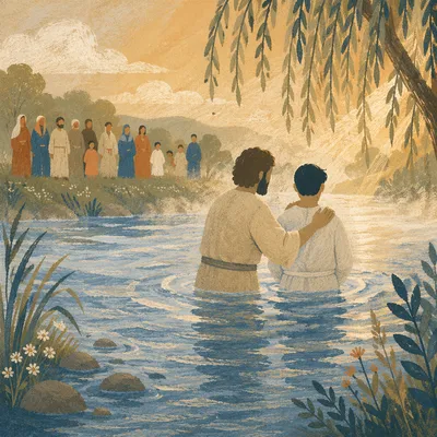 Peaceful Outdoor River Baptism at Sunrise