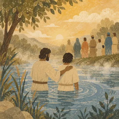 Peaceful River Baptism at Sunrise