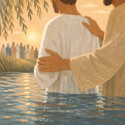 Peaceful Outdoor River Baptism at Sunrise