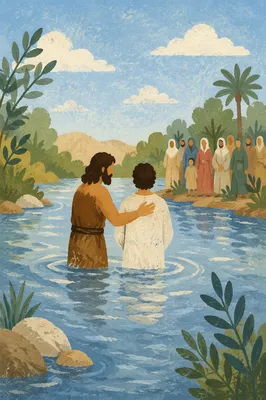 Peaceful Outdoor River Baptism Ceremony