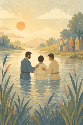 Peaceful River Baptism at Sunrise