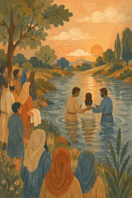 Outdoor River Baptism at Golden Hour