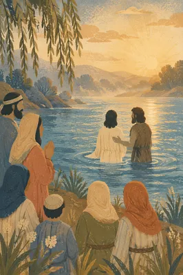 Peaceful Outdoor River Baptism at Sunrise