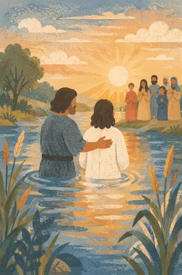 Peaceful River Baptism at Sunrise