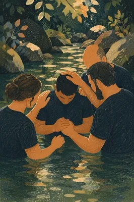 Outdoor River Baptism in Woodland Creek