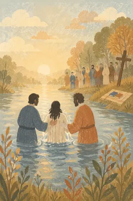 Peaceful Outdoor River Baptism at Sunrise