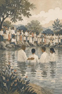 Outdoor River Baptism Community Gathering