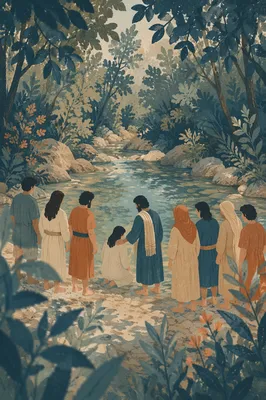 Outdoor River Baptism in Wooded Creek