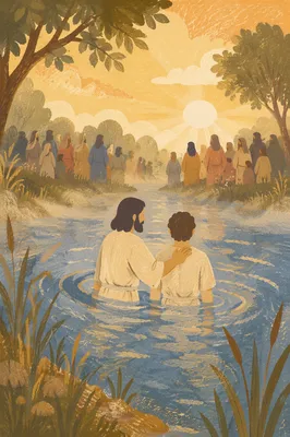 Peaceful Outdoor River Baptism at Sunrise