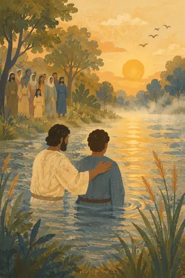 Peaceful River Baptism at Sunrise