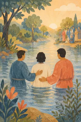 Peaceful Sunrise River Baptism Ceremony