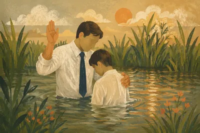 Peaceful Outdoor River Baptism Ceremony