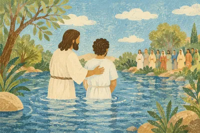 Peaceful Outdoor River Baptism Ceremony