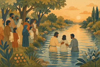 Outdoor River Baptism at Golden Hour