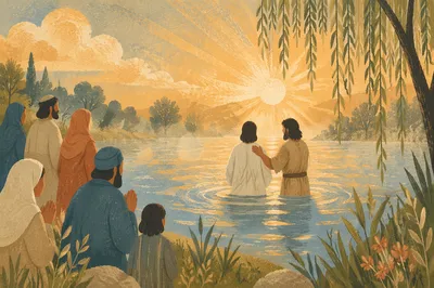 Peaceful Outdoor River Baptism at Sunrise