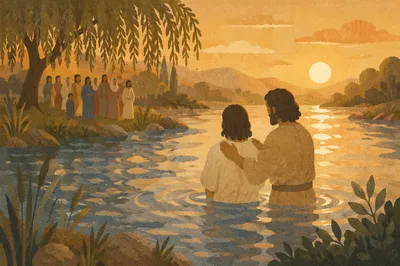Golden Hour River Baptism Ceremony