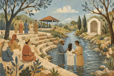 Outdoor River Baptism in Rural Park