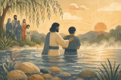 Golden Morning River Baptism Outdoors