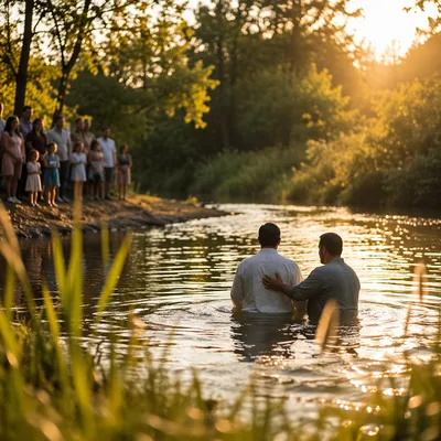 Outdoor River Baptism at Golden Hour